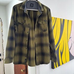 Vans Men's Green and Black Plaid Shirt Jacket